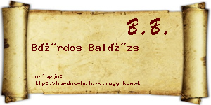 Bárdos Balázs névjegykártya